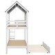 preview thumbnail 16 of 14, Twin over Twin Bunk Bed with Trundle, Roof and Windows, White