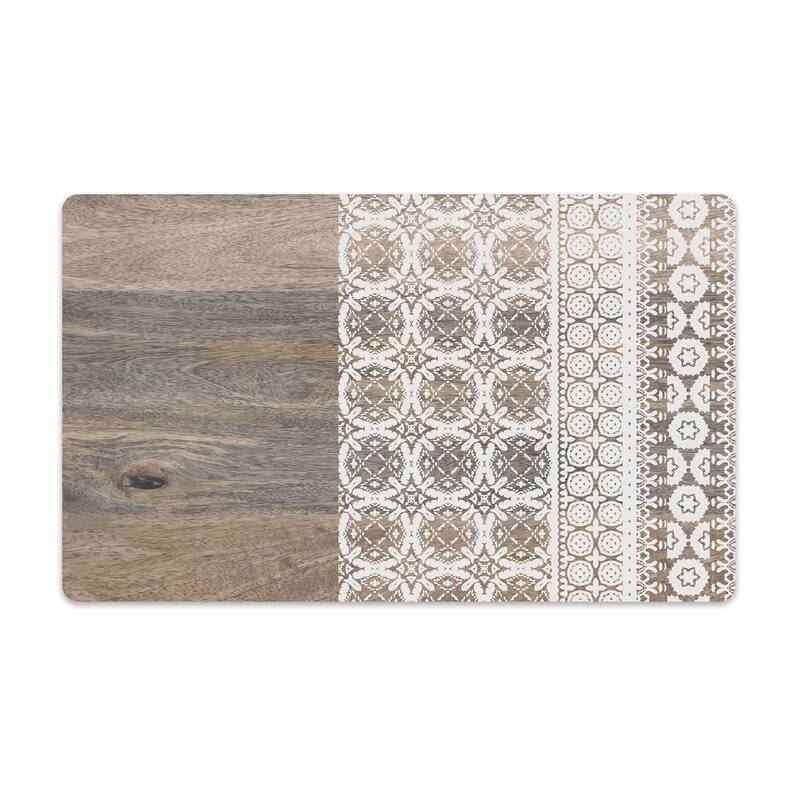 Abode Homewares Moroccan Wood Polypropylene Pet Feeding Placemat - 19" x 11.5" - Brown - Set of 2