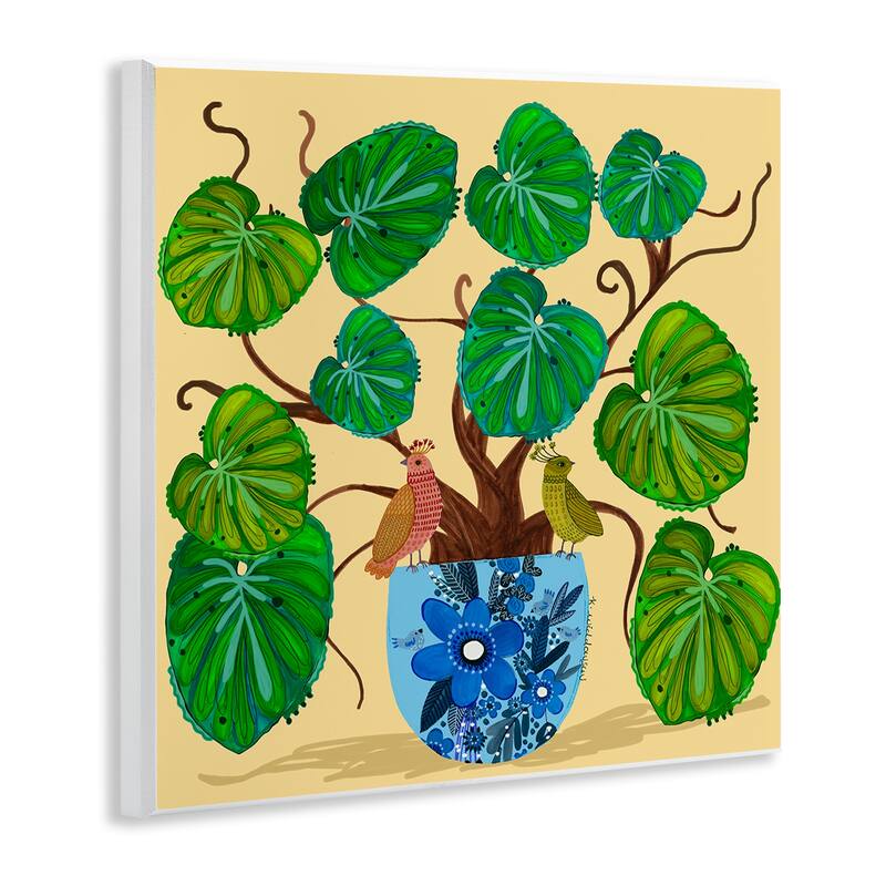 Stupell Potted Plant & Birds Perched Wall Plaque Art Design By Kay Widdowson