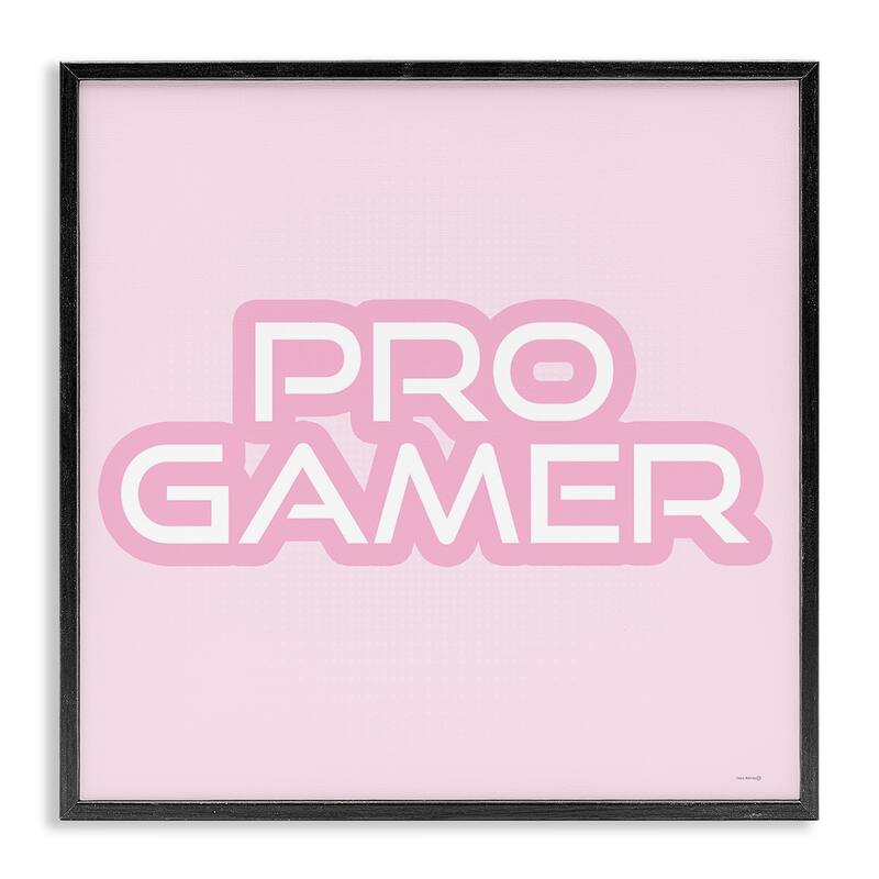 Stupell Pastel Pink Pro Gamer Framed Giclee Art Design By Yass Naffas Designs - 24 x 24 - Black