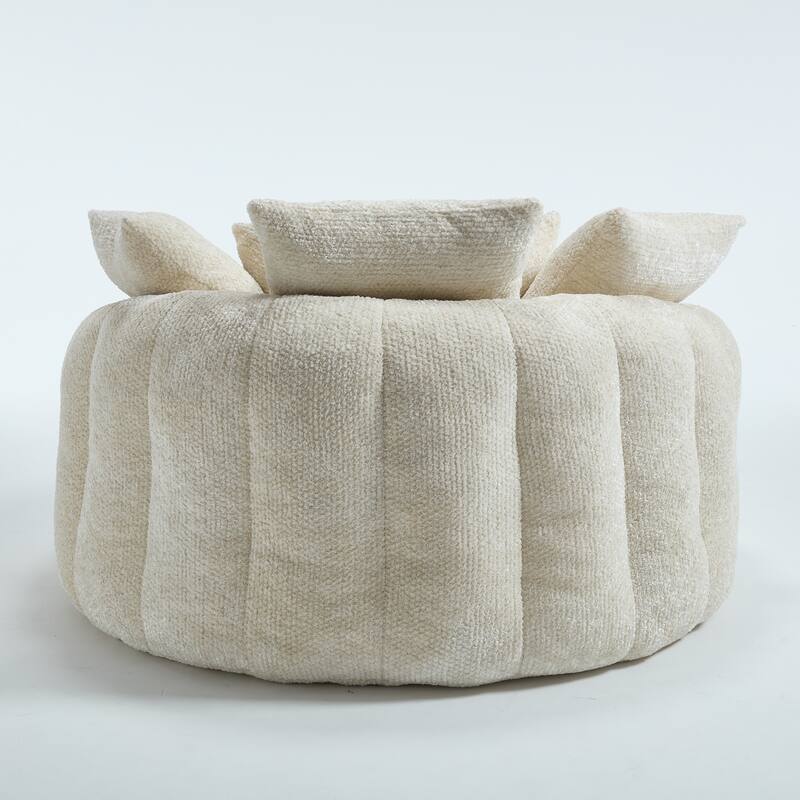 55" Modern Long Polyester Foam Round Bean Bag Sofa Chair with Pillows