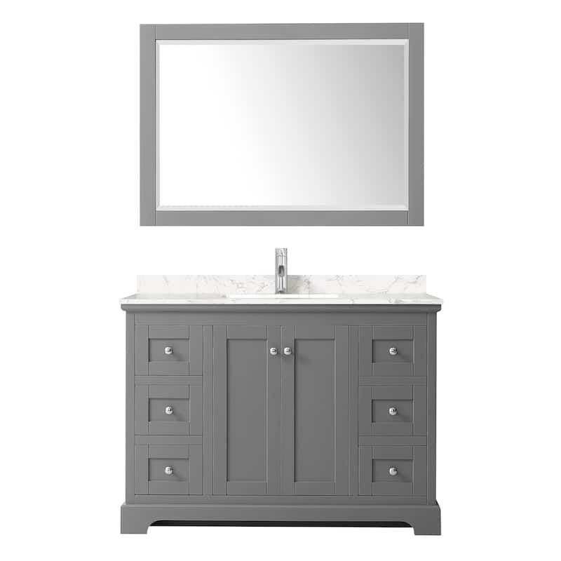 Avery 48 Inch Single Vanity, Cultured Marble Top, 46 Inch Mirror