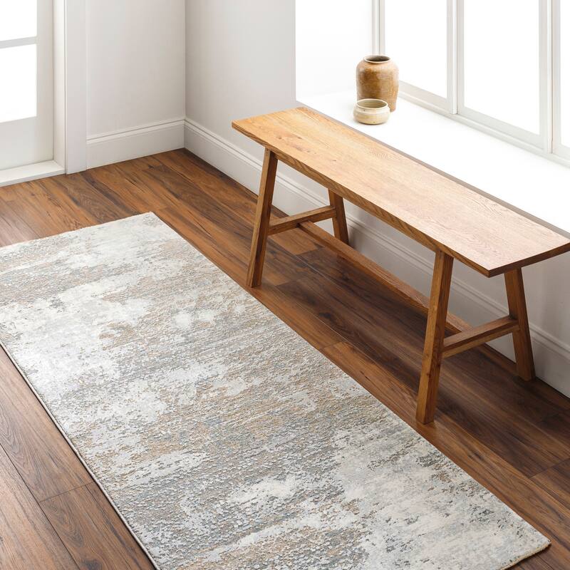 Woodruff Abstract Color Block Area Rug - 2' 7" x 10' - Grey/Beige