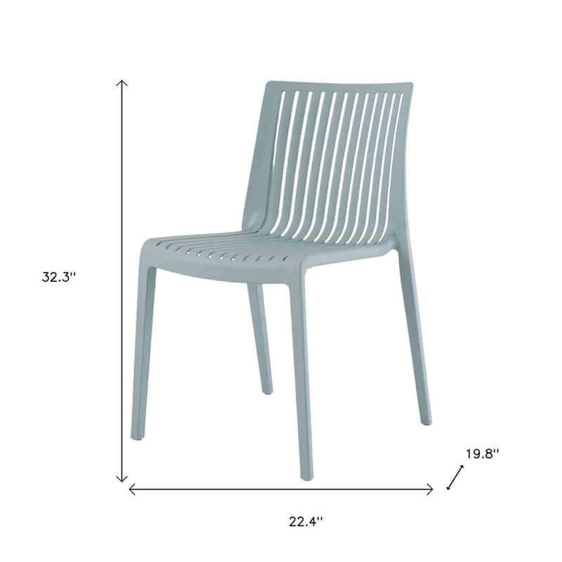 HomeRoots Set of Two Baby Blue Heavy Duty Plastic Outdoor Stacking Accent Chairs