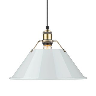 Yep by Golden Lighting Orwell 1-light 14in Pendant in Aged Brass and Dusky Blue shade - Gold
