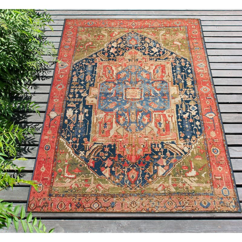 Liora Manne Marina Heriz Indoor/Outdoor Rug - 6'6" x 9'3" - Red/Multi