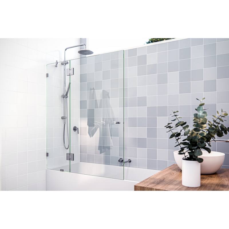 Glass Warehouse 58.25" x 51" Frameless Shower Bath Door - Glass Hinge