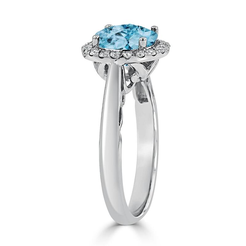 Auriya 2 1/2ct Round Sky Blue Topaz and Halo Diamond Engagement Ring 1/4ctw 14k Gold