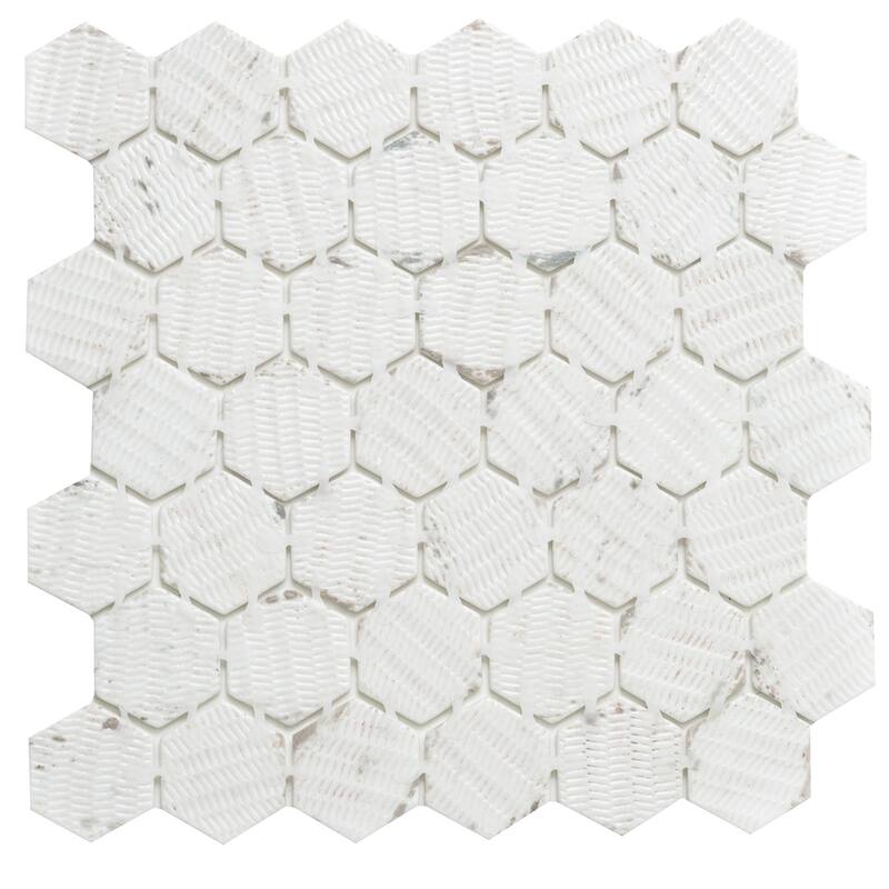 The Tile Life Eterna Hex 1x1 Gold Recycled Glass Floor & Wall Tile