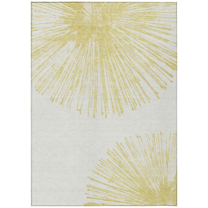 Machine Washable Indoor/ Outdoor Chantille Contemporary Burst Rug
