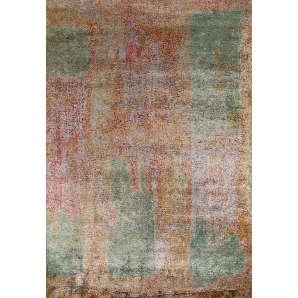 Colorful Abstract Modern Area Rug Hand-Knotted Wool Carpet - 6'7" x 9'5"