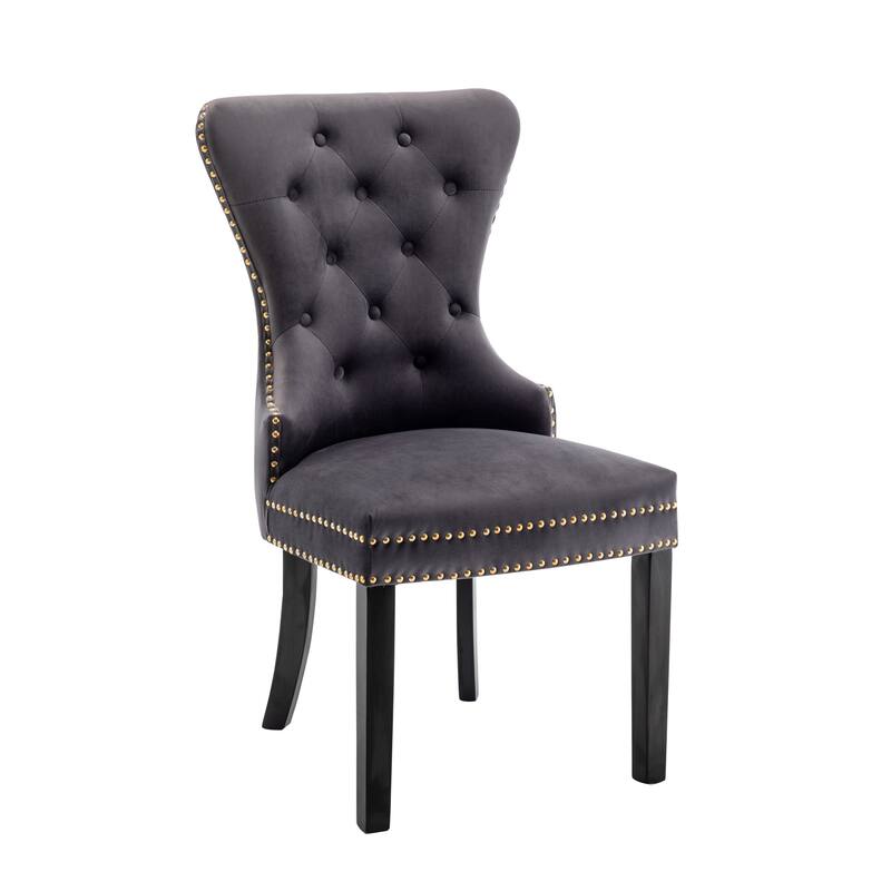Porthos Home Caja Tufted Velvet Dining Chairs with Rubberwood Legs, Set of 2