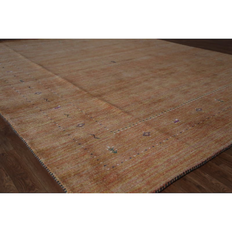 Hand Knotted Oriental 100% Wool Carpet Tribal Tribal Oranges & Rust Gabbeh Area Rug - 9' 9'' X 8' 1''