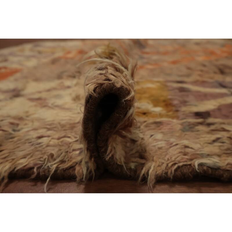 Hand Knotted Oriental 100% Wool Carpet Modern Tribal Brown Moroccan Area Rug - 9' 9'' X 6' 11''
