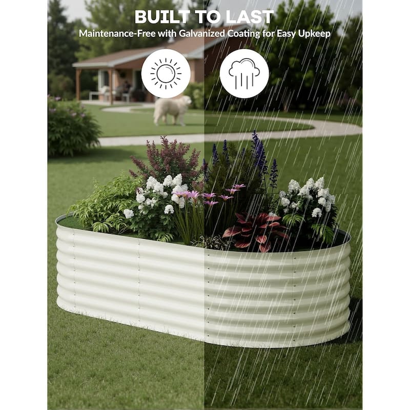 2-Pack Galvanized Steel Raised Garden Beds,Outdoor Deep Planter Box Kit with Tool