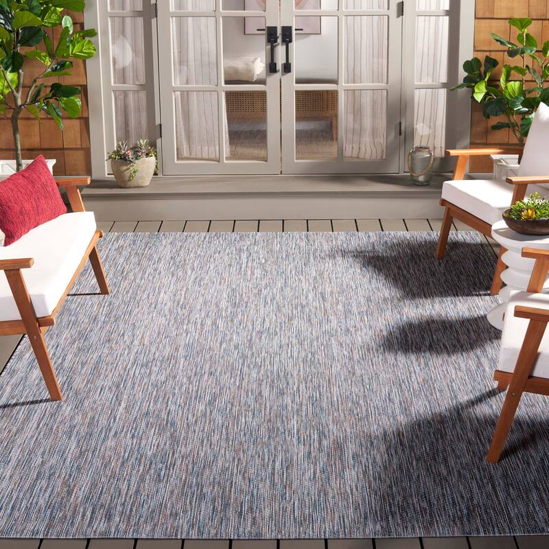 SAFAVIEH Courtyard Golupka Transitional Indoor/Outdoor Rug - 8' x 10' - Ivory Blue/Beige