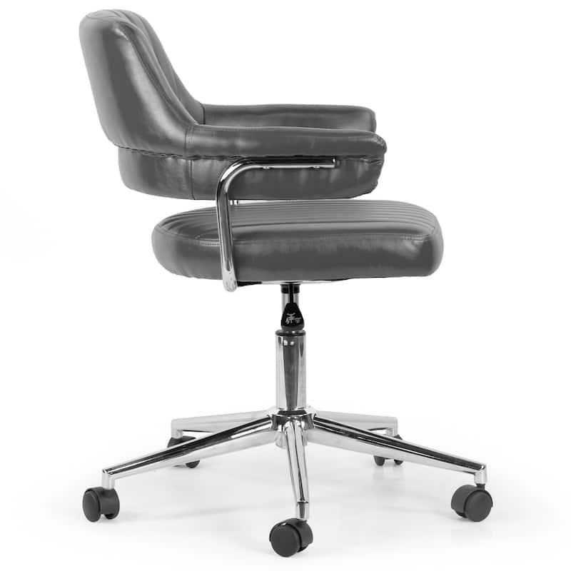 Avery Grey Faux Leather Adjustable Height Swivel Office Chair w/ Arms