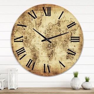 Designart 'Ancient Map of The World IV' Vintage wall clock - Bed Bath ...