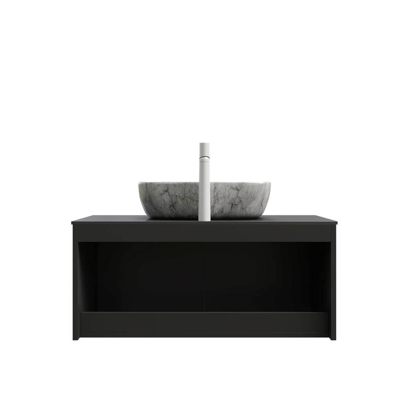 Wall-mounted Bathroom Vanity with Rectangular Vessel Basin