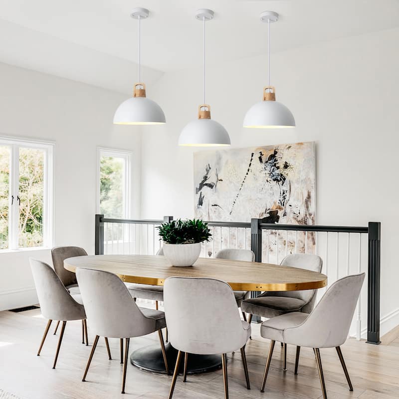 (Set of 3) Modern Semi Flush Mount Chandelier, Industrial 1-Light Pendant Lights with Dome Shape for Dining Room Kitchen Island