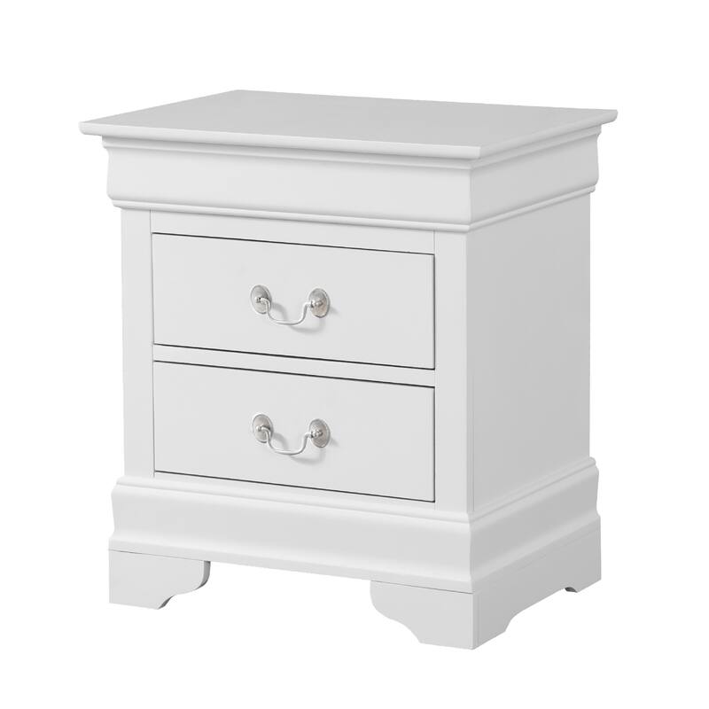 Vintage Style 2-Drawer Wooden Nightstand - 24" - White