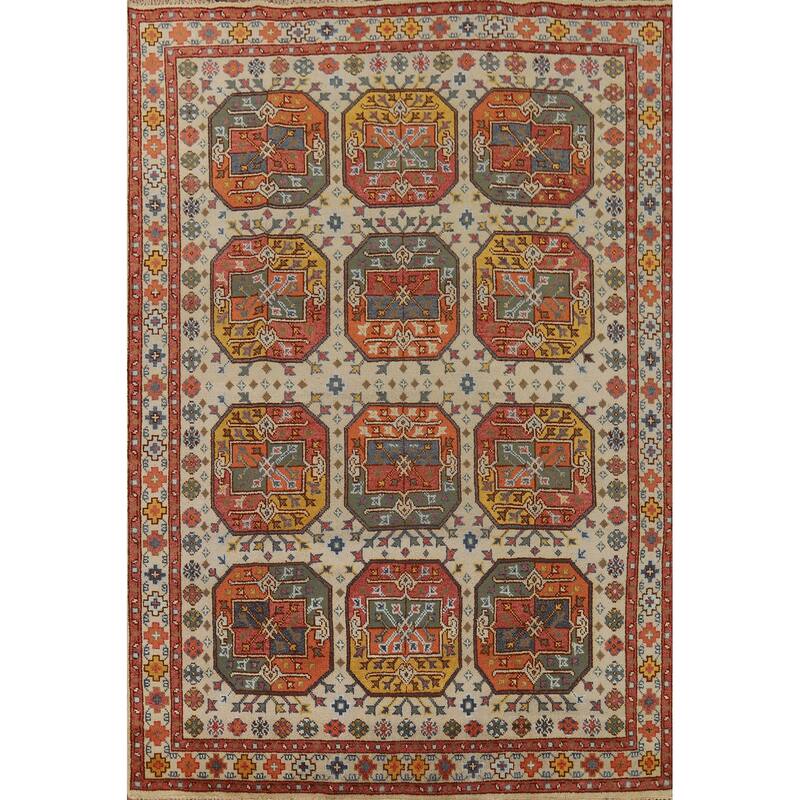 Elephant Feet Heriz Serapi Indian Area Rug Hand-Knotted Wool Carpet - 7'9" x 9'11"