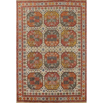 Elephant Feet Heriz Serapi Indian Area Rug Hand-Knotted Wool Carpet - 7'9" x 9'11"