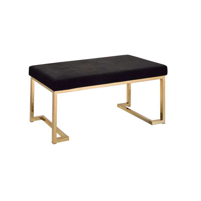 Boice Black Fabric & Champagne Finish Bench - Black