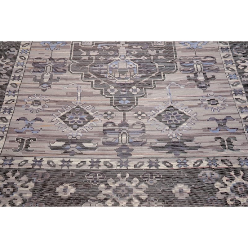 Handmade Taupe, Gray Flatweave Polyster Traditional Oriental Area Rug