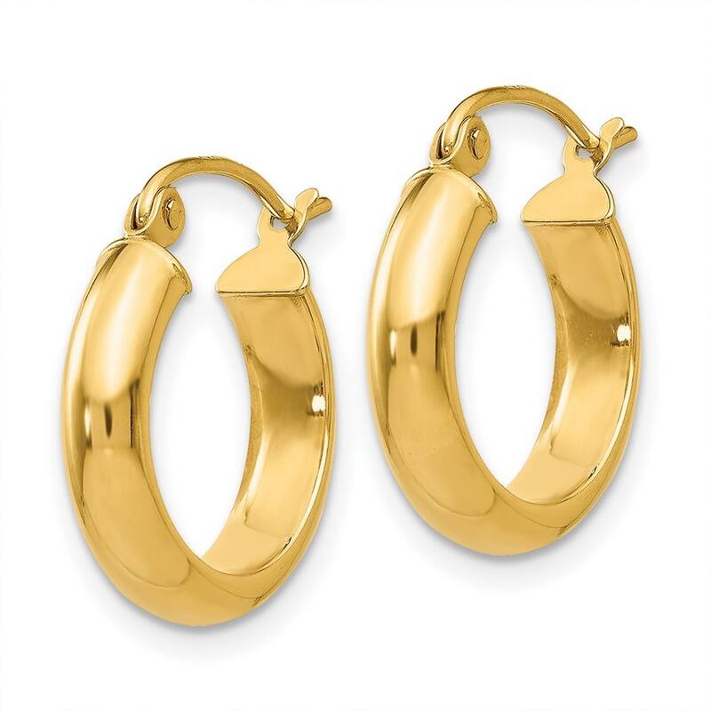 Curata 14k Yellow Gold Polished Round Tube Hoop Earrings - 16x16mm