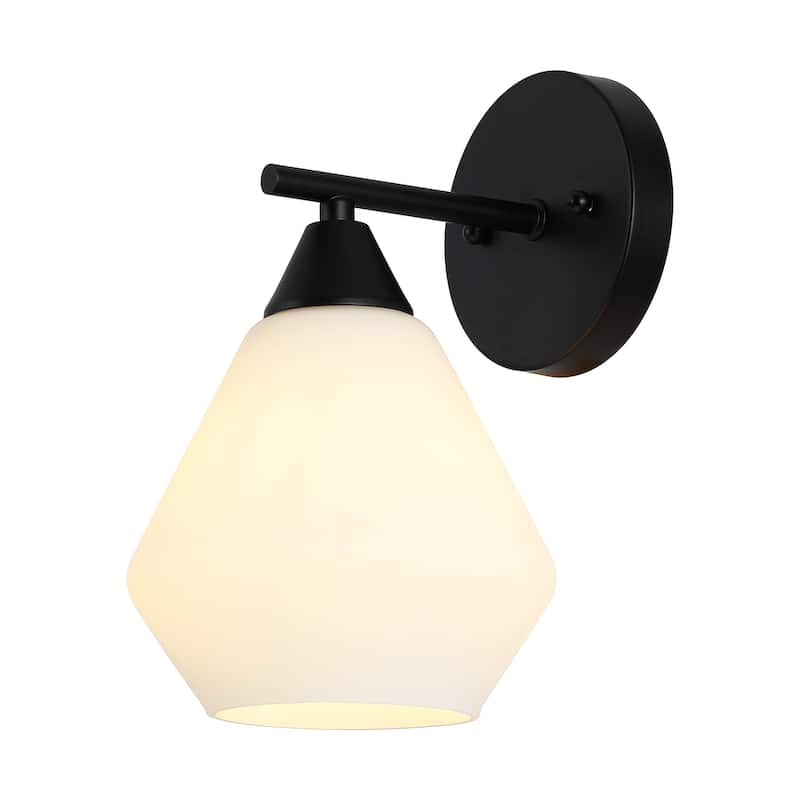 SAFAVIEH Lighting Lyona 9-inch Wall Sconce (Set of 2) - Black/White - 7"W x 9"D x 11"H