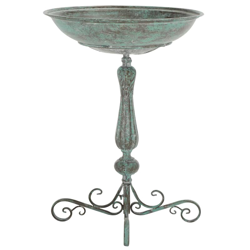 SAFAVIEH Outdoor Brisa Victorian Scroll Iron Bird Bath - 19" W x 19" D x 27" H - 19"W x 19"D x 27"H