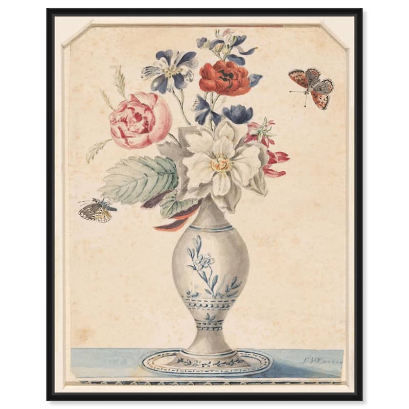 Vase with Flowers II 1850 Canvas by Art Remedy - Black - 30" x 36"