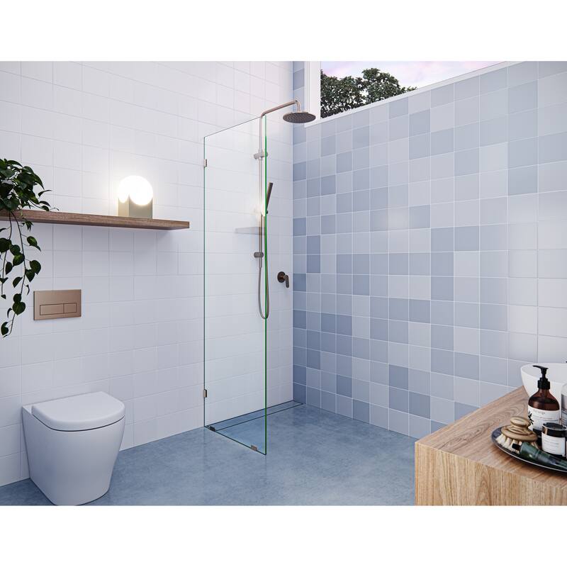 Glass Warehouse 78" x 20" Frameless Shower Door - Single Fixed Panel - Brushed Bronze