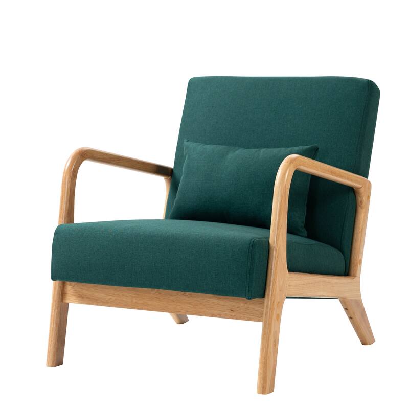 Briston 2 Set Mid Century Modern Wood Accent Chairs with pillow