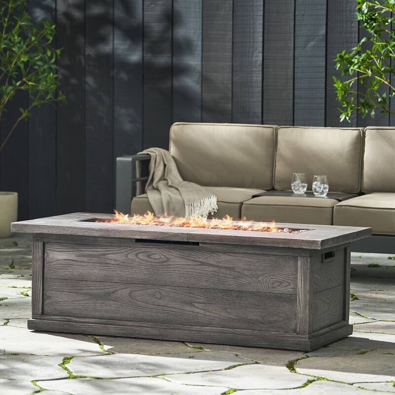 56 in. W x 26 in. D x 19 in. H Rectangle Propane Burning Outdoor Fire Pit - grey - Propane