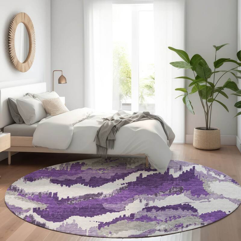 Premium Washable Super Soft Modern Ziggy Mayfield Rug - Purple - 8' x 8'