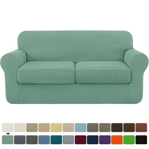 Textured Grid Stretch Sofa Cover Couch Slipcover with Separate Cushion Cover