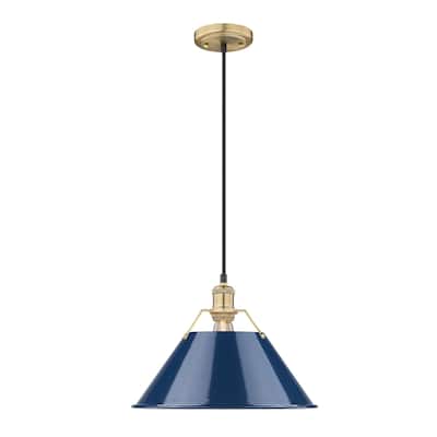 Orwell 14" Wide Large Pendant in Brushed Champagne Bronze with Matte Navy - Gold