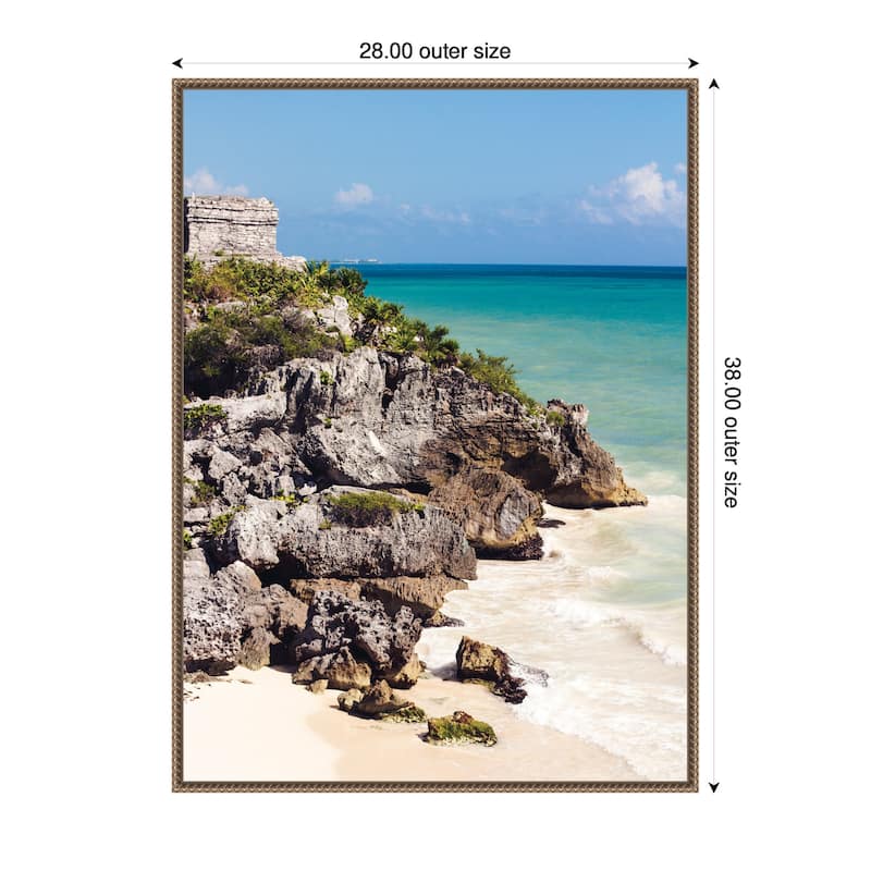 Kate and Laurel Sylvie Tulum Ruins Mexico Seascape Framed Canvas by Stephanie Klatt