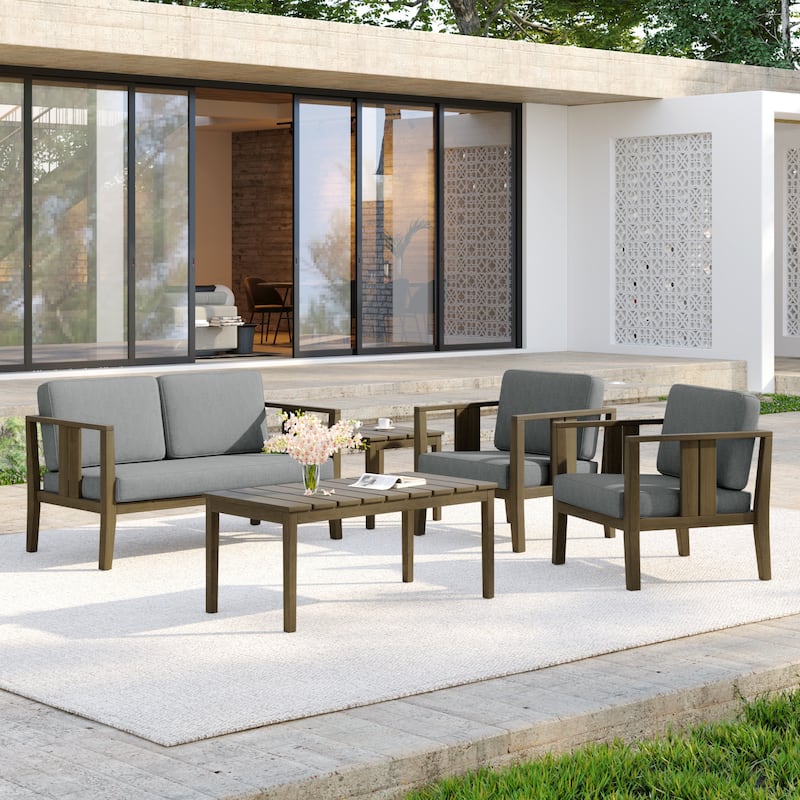 5-Piece Casual Outdoor Patio Furniture Set In Solid Teak Wood