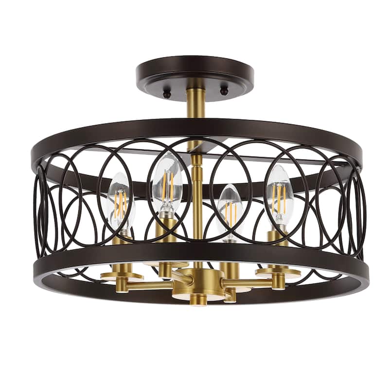 Soka 15.5" Metal LED Semi-Flush Mount, Oil Rubbed Bronze by JONATHAN Y