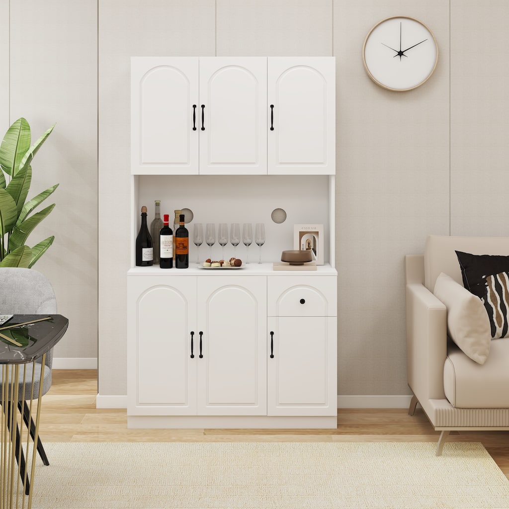 Kitchen Pantry Sideboard with Microwave Oven Countertop