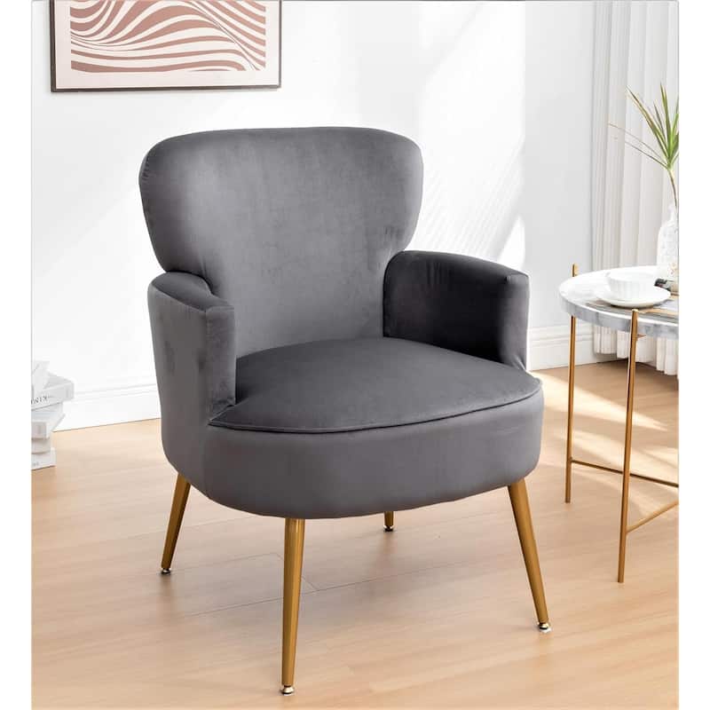 US Pride Furniture Stylish Velvet Armchair with Gold Metal Legs Comfortable Accent Chair