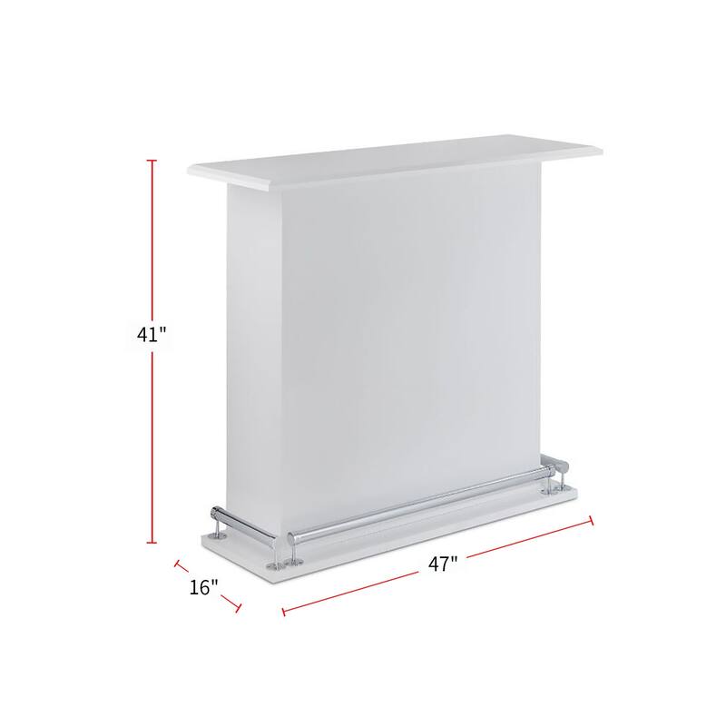 Wooden Top Bar Table in High Gloss White