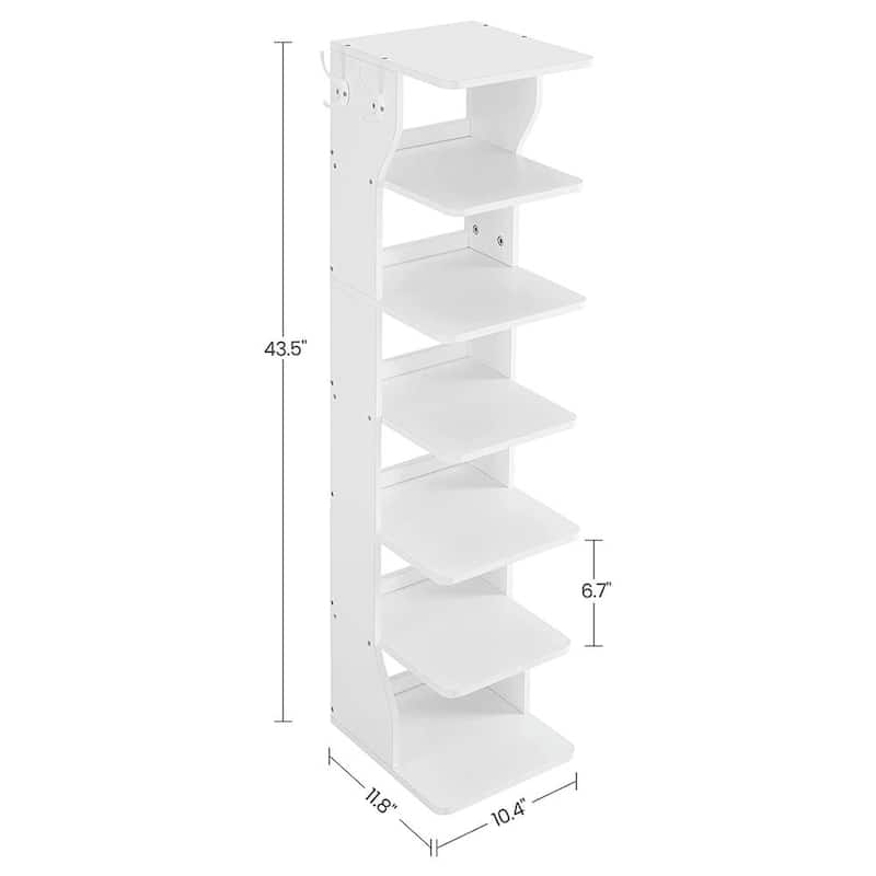 Metal Space-Saving 7-Tier Slim Shoe Storage Rack with Durable Shelves - 11.8”D x 10.4”W x 43.5”H