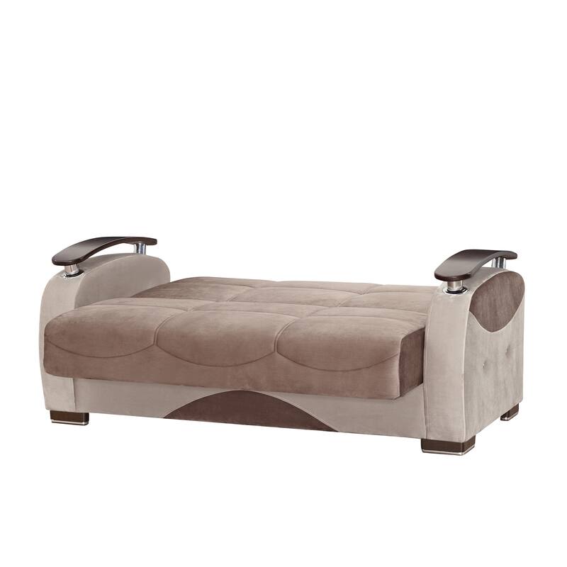 Collection Upholstered Convertible Loveseat With Storage - Brown-1