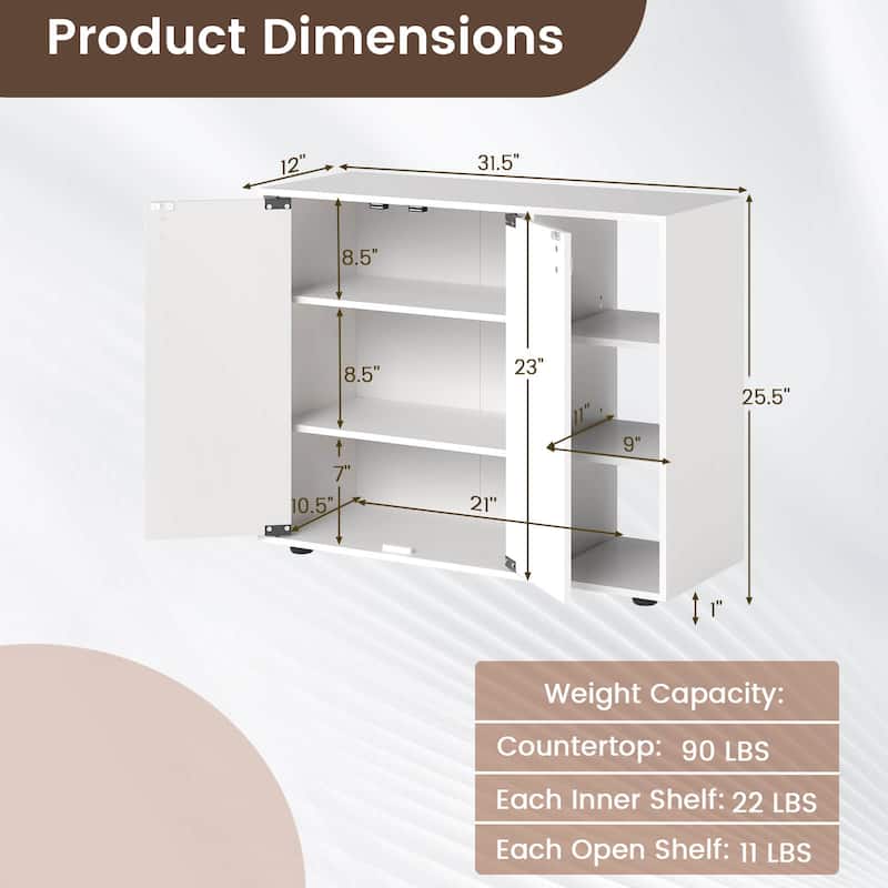 Costway 3-Tier Wooden Shoe Storage Organizer with Doors & 3-Level - See Details