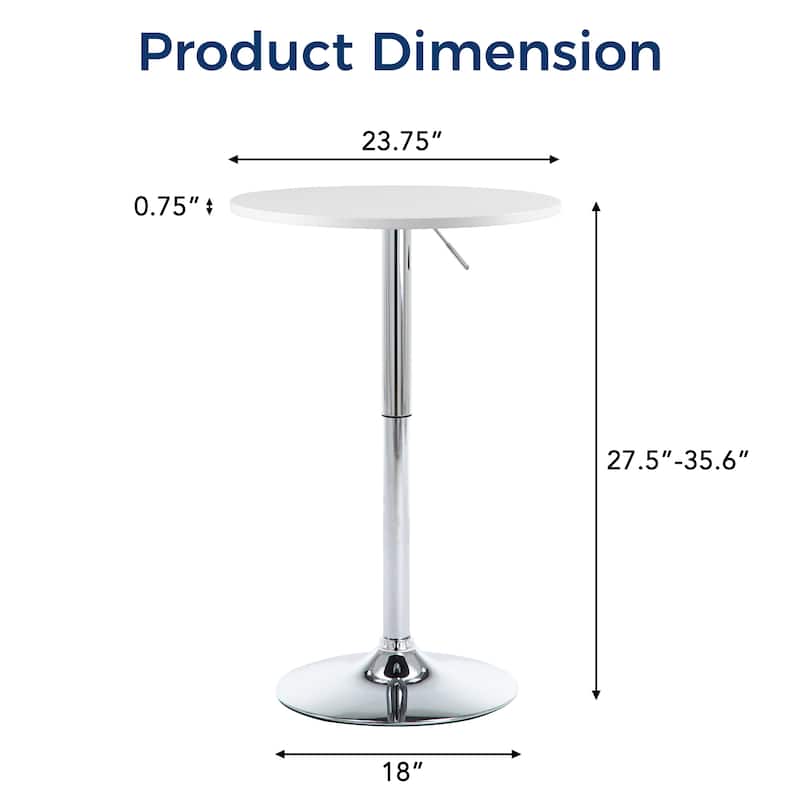 360 Swivel Round Pub Table Height Adjustable Bar Table 27.5-35.6 inches