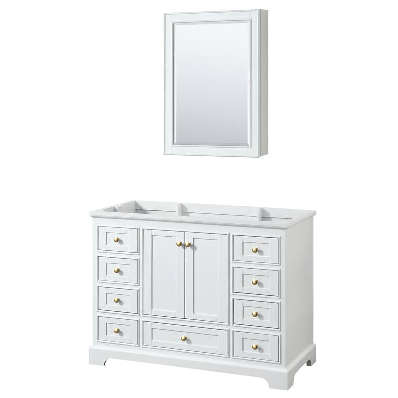 Wyndham Collection Deborah 47-1/4" Free Standing Single Wood Vanity - White / Brushed Gold Hardware
